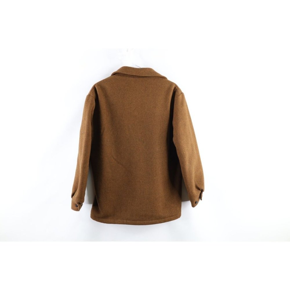 Vintage 70s Mens Small Fleece Lined Wool CPO Full Button Shirt Jacket Brown USA - Picture 6 of 8
